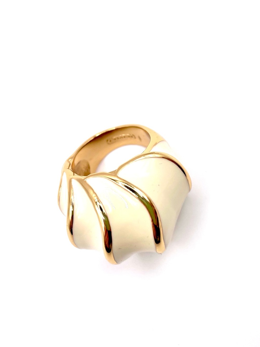 Coach Cream and Gold Swirl Dome Ring